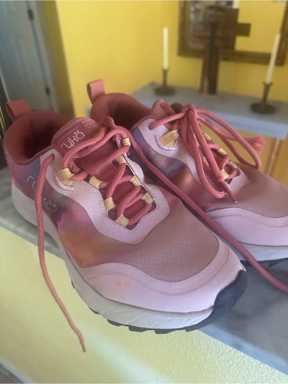 Ryka Women's Pink and Peach Gradient Athletic Sneakers